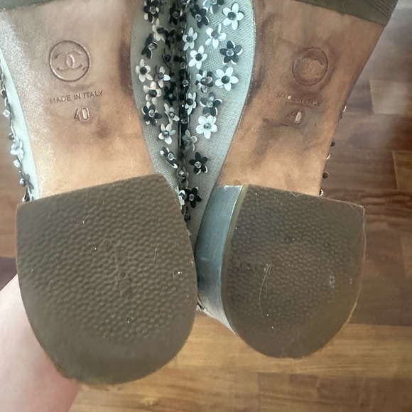 CHANEL MESH/SEQUINS SILVER LACE UP SHOES - Picture 7 of 8